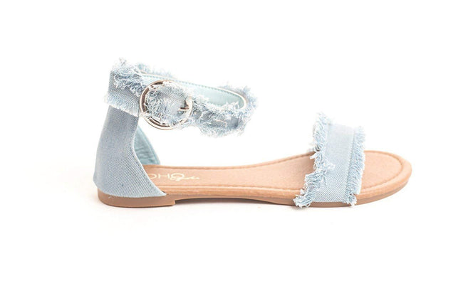 Soho Shoes Girls Kids Denim Flat Strappy Summer Beach Sandal