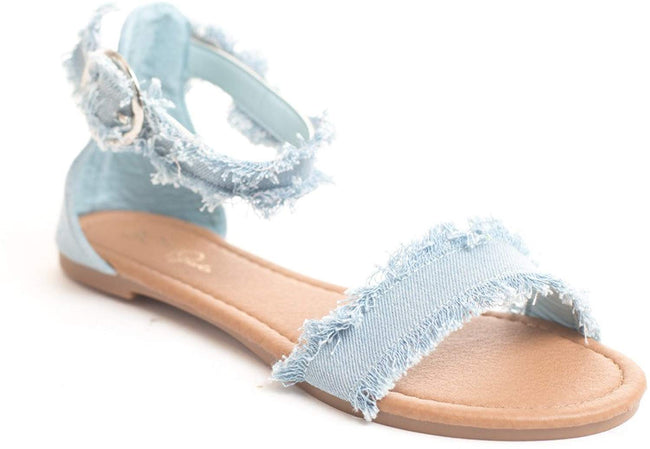 Soho Shoes Girls Kids Denim Flat Strappy Summer Beach Sandal