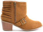 Soho Shoes Women's Suede Buckle Cut Out Ankle Boots