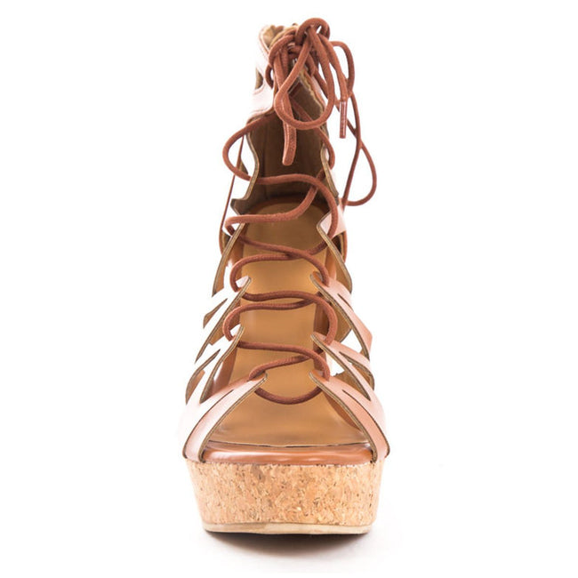 Soho Shoes Women's Platform Cork Peep Toe High Corset Wedge Sandal