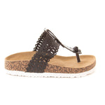 Soho Shoes Women's Cork Platform Slide Thong Flip Flops Sandals