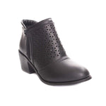 Soho Shoes Women's Perforated Chunky Heel Ankle Bootie Boots