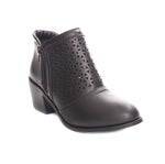Soho Shoes Women's Perforated Chunky Heel Ankle Bootie Boots