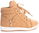 Soho Kids Casual Quilted Lace Up High Top Fashion Sneakers (Toddler/Little Kid)