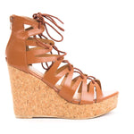 Soho Shoes Women's Platform Cork Peep Toe High Corset Wedge Sandal