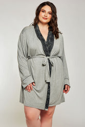 iCollection Modal Shawl Lace Collar Robe - 7881X