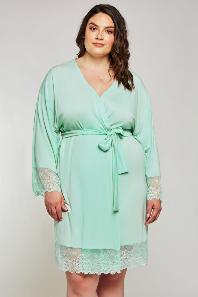 iCollection Lace Trim Robe - 7889X