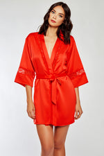 iCollection Satin & Lace Insert Robe - 7932