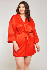 iCollection Satin & Lace Insert Robe - 7932X