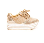 Soho Shoes Women's Striped Lace Up Flatform Casual Sneaker