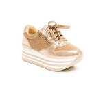 Soho Shoes Women's Striped Lace Up Flatform Casual Sneaker
