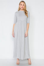 Heather Grey 3/4 Sleeve Basic Maxi Dress