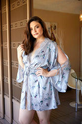 iCollection Satin Cold Shoulder Robe - 7886X