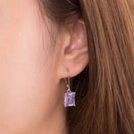 4 Carat Purple Created Sapphire 925 Sterling Silver Dangle Earrings XFE8037