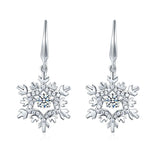 Classic Dancing Stone Dangle Drop Earrings Snowflake 925 Sterling Silver Wedding Gift XFE8132