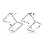 Cube Stud 925 Sterling Silver Earrings Fashion Stylish Jewelry XFE8138