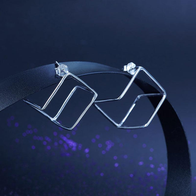 Cube Stud 925 Sterling Silver Earrings Fashion Stylish Jewelry XFE8138