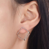 Cube Stud 925 Sterling Silver Earrings Fashion Stylish Jewelry XFE8138