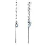 Dangle Drop 925 Sterling Silver Earrings One Line Long Elegant XFE8141