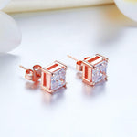 1 Ct Princess Cut Created Diamond Stud Earrings 925 Sterling Silver Rose Gold Plated XFE8153