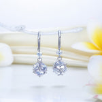 Solid 925 Sterling Silver Earrings Cube Created Diamond Fashion Bridal Bridesmaid