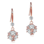Solid 925 Sterling Silver Earrings Rose Gold Plated Created Diamonds