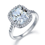 Solid 925 Sterling Silver Luxury Engagement Ring 6 Ct Cushion Created Diamond