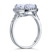 Solid 925 Sterling Silver Luxury Engagement Ring 6 Ct Cushion Created Diamond