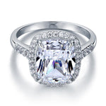 Solid 925 Sterling Silver Luxury Engagement Ring 6 Ct Cushion Created Diamond