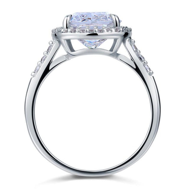 Solid 925 Sterling Silver Luxury Engagement Ring 6 Ct Cushion Created Diamond