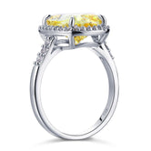 Solid 925 Sterling Silver Luxury Engagement Ring 6 ct Cushion Cut Yellow Canary Created Diamante Jewelry XFR8151