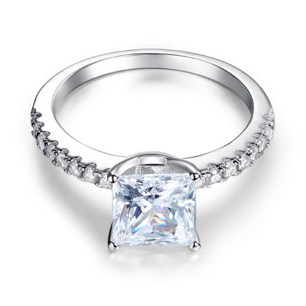 1.5 Ct Princess Cut Created Diamond 925 Sterling Silver Wedding Ring Engagement Promise Anniversary XFR8247