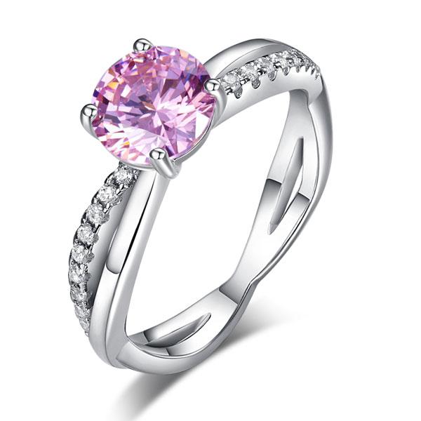 925 Sterling Silver Wedding Promise Anniversary Ring 1.25 Ct Fancy Pink Created Diamond XFR8248