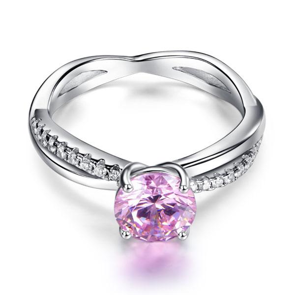 925 Sterling Silver Wedding Promise Anniversary Ring 1.25 Ct Fancy Pink Created Diamond XFR8248