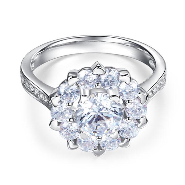 Snowflake 925 Sterling Silver Wedding Promise Anniversary Ring 1 Ct Created Diamond XFR8265