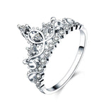 Solid 925 Sterling Silver Ring Crown Shape Lab Created Diamond for Lady Trendy Stylish XFR8275