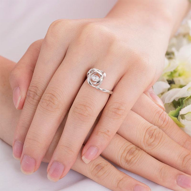 Dancing Stone Woven Solid 925 Sterling Silver Ring 2017 New Style XFR8284