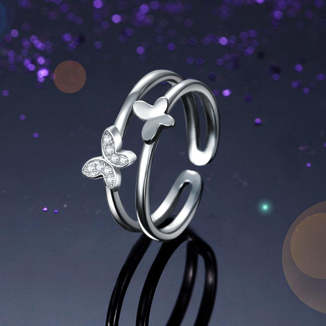 Solid 925 Sterling Silver Ring Band Fashion Butterfly 2017 New Style for Girls Ladies XFR8298