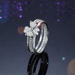 Solid 925 Sterling Silver Ring Set 3-Pcs Heart Love Jewelry New Design XFR8299