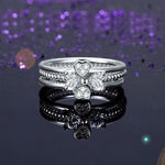 Solid 925 Sterling Silver Ring Set 3-Pcs Heart Love Jewelry New Design XFR8299