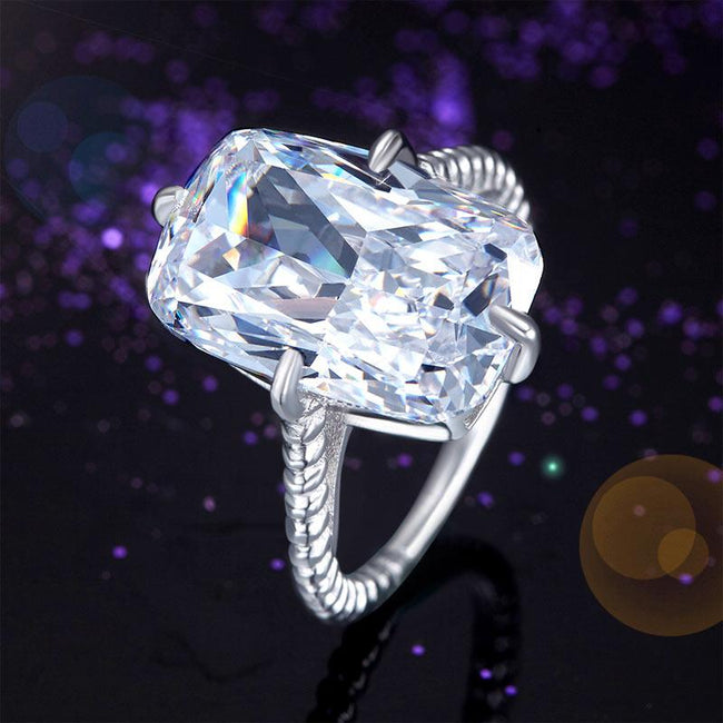 Solid 925 Sterling Silver Luxury Ring Solitaire 8.5 Carat Wedding Engagement Party Pageant Jewelry XFR8305