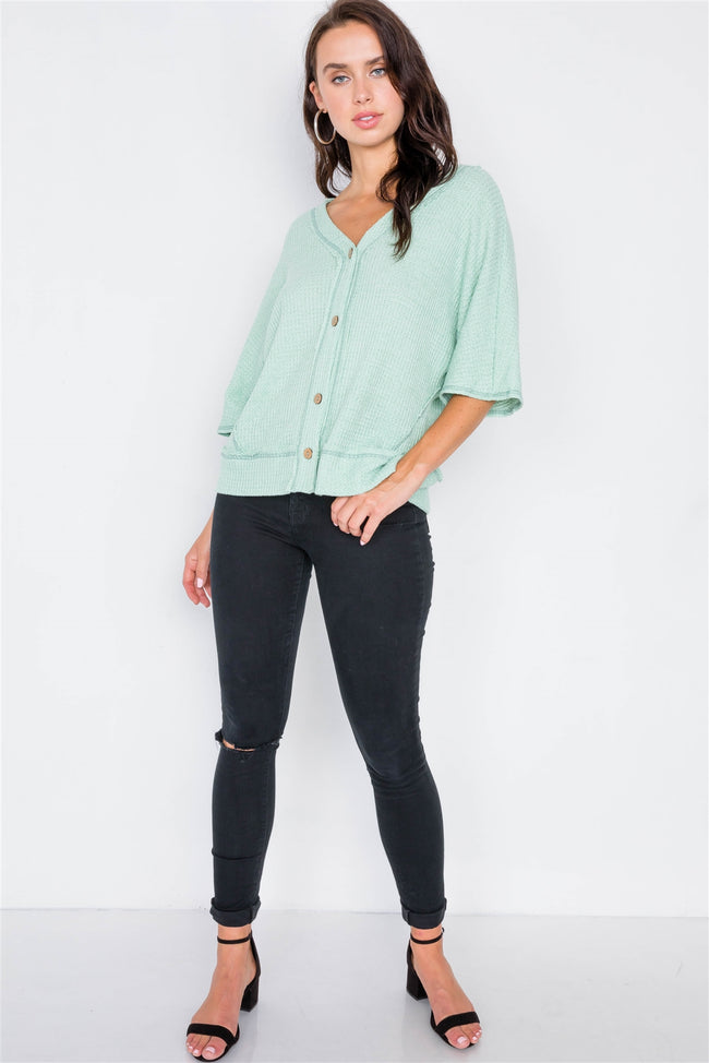 Mint Cardigan Kimono Short Sleeve Sweater