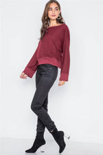 Burgundy Soft Knit Side-Button Sweater