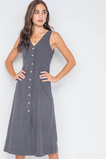 Tornado Button-Front A-Line Midi Dress