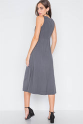 Tornado Button-Front A-Line Midi Dress