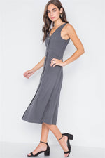 Tornado Button-Front A-Line Midi Dress