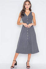 Tornado Button-Front A-Line Midi Dress
