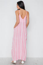 Pink White Stripe Cami Maxi Dress