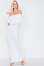 White Open-Back Ribbed Black Maxi Dress