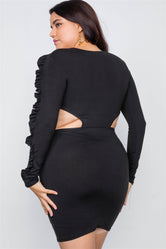 Plus Size Black Cut-Out Mini Dress